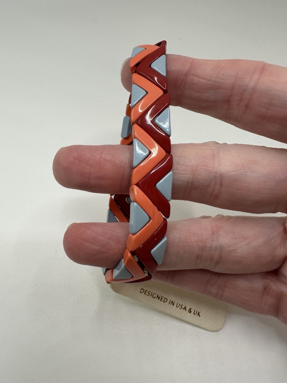 NWT Isles & Stars Pink Blue Southwest Chevron Enamel Stretch Bracelet